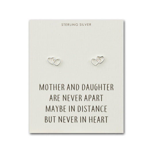 Sterling Silver Mother and Daughter Quote Heart Link Earrings