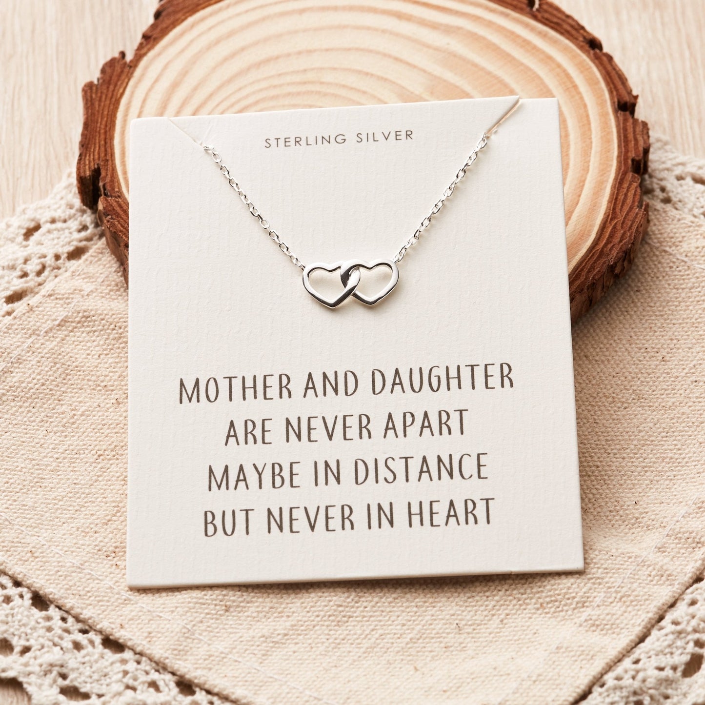 Sterling Silver Mother and Daughter Quote Heart Link Necklace