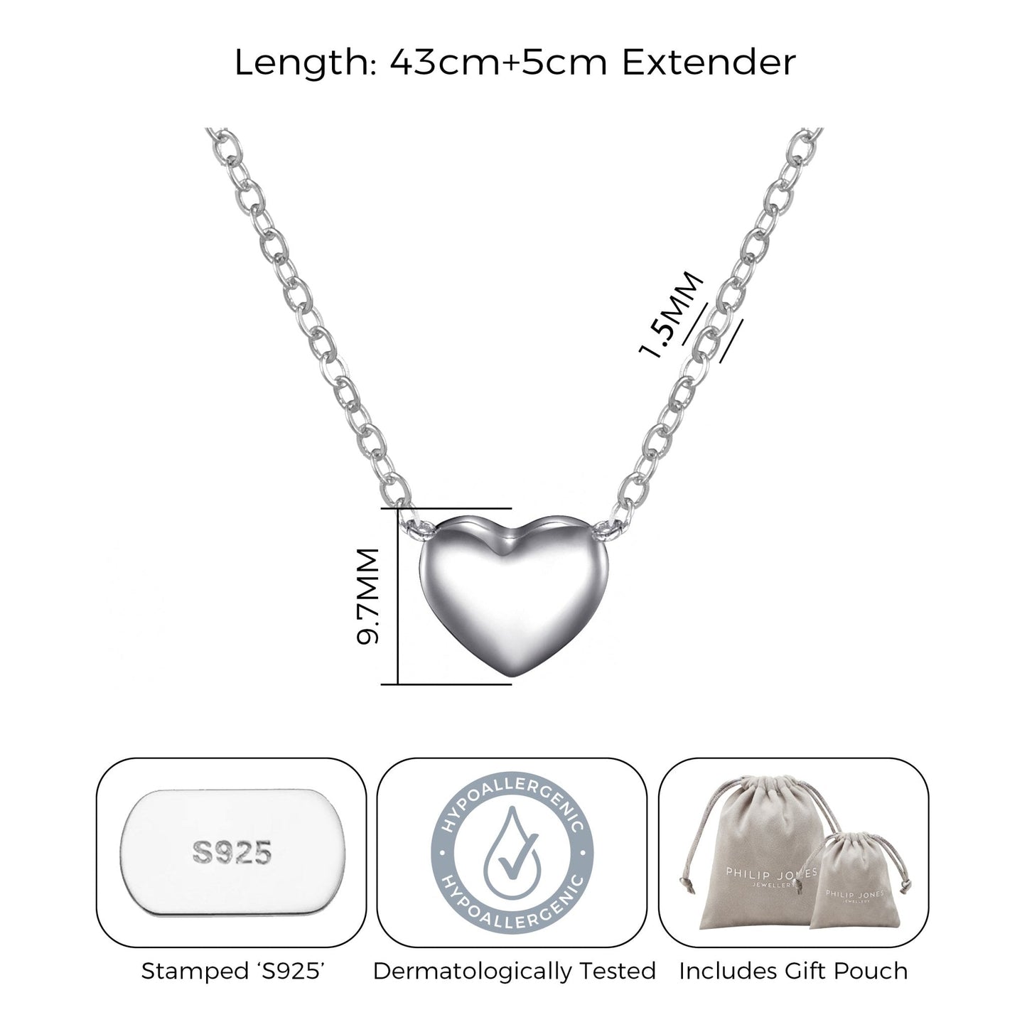 Collier cœur en argent sterling avec citation mère-fille