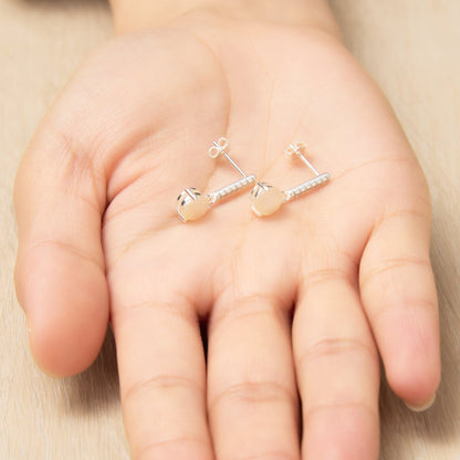 Sterling Silver Mother of Pearl Gemstone Drop Earrings with Quote Card