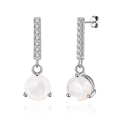 Sterling Silver Mother of Pearl Gemstone Drop Earrings