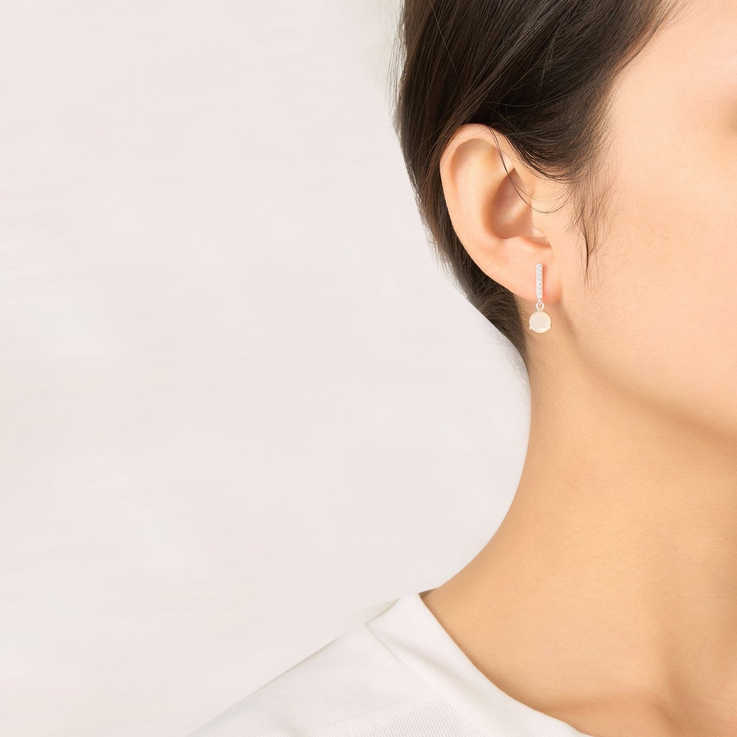 Sterling Silver Mother of Pearl Gemstone Drop Earrings with Quote Card