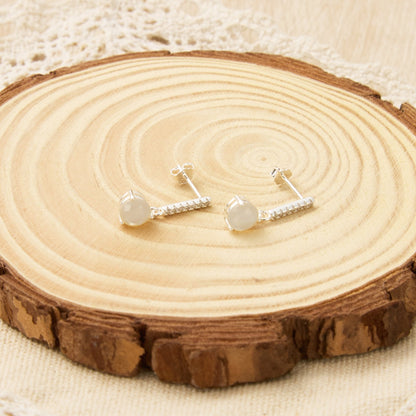 Sterling Silver Mother of Pearl Gemstone Drop Earrings with Quote Card