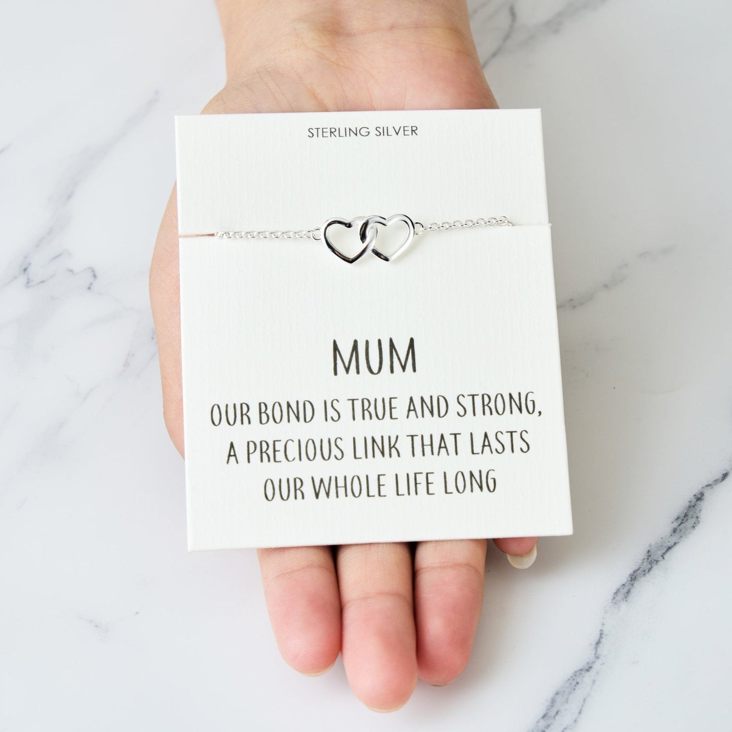 Sterling Silver Mum Quote Heart Link Bracelet