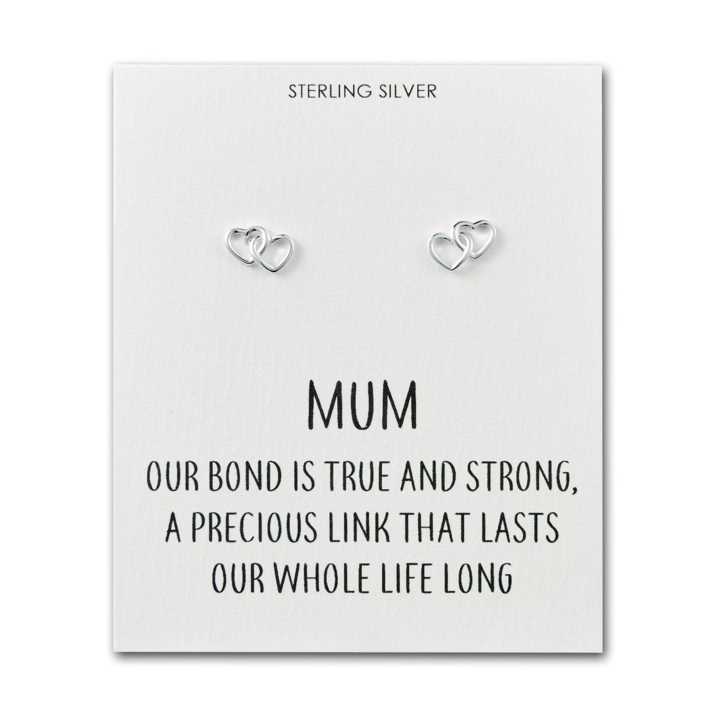 Sterling Silver Mum Quote Heart Link Earrings
