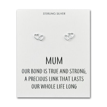 Sterling Silver Mum Quote Heart Link Earrings