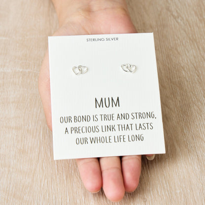 Sterling Silver Mum Quote Heart Link Earrings