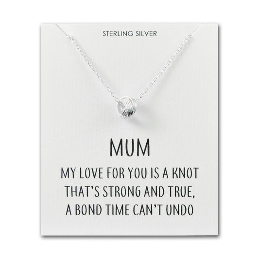 Sterling Silver Mum Quote Knot Necklace