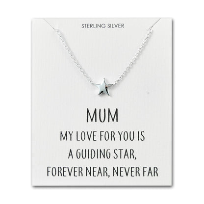 Sterling Silver Mum Quote Star Necklace