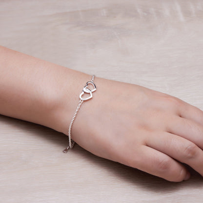 Sterling Silver Grandma Quote Heart Link Bracelet