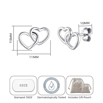 Sterling Silver Sister Quote Heart Link Earrings