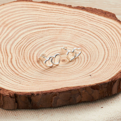 Sterling Silver Grandma Quote Heart Link Earrings