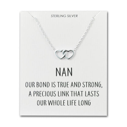 Sterling Silver Nan Quote Heart Link Necklace
