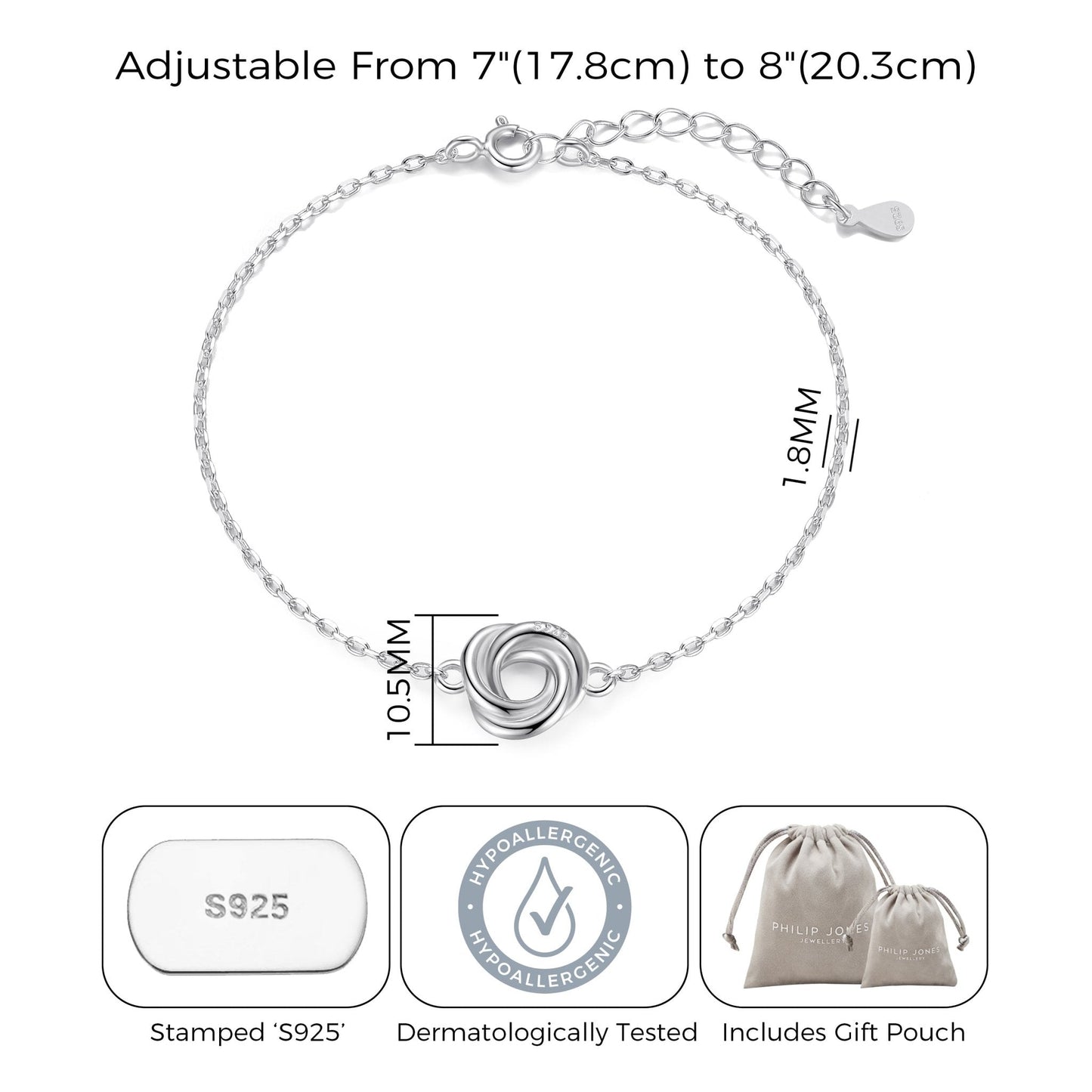 Sterling Silver Auntie Quote Knot Bracelet