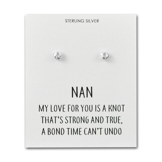Sterling Silver Nan Quote Knot Earrings