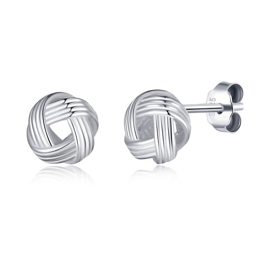 Sterling Silver Auntie Quote Knot Earrings