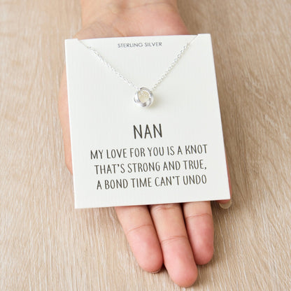 Sterling Silver Nan Quote Knot Necklace