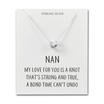 Sterling Silver Nan Quote Knot Necklace