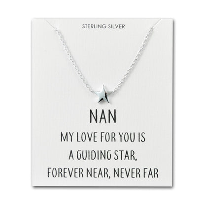 Sterling Silver Nan Quote Star Necklace