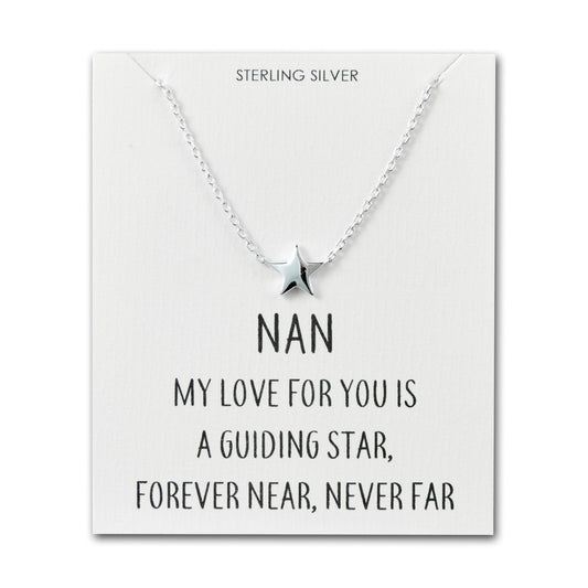 Sterling Silver Nan Quote Star Necklace