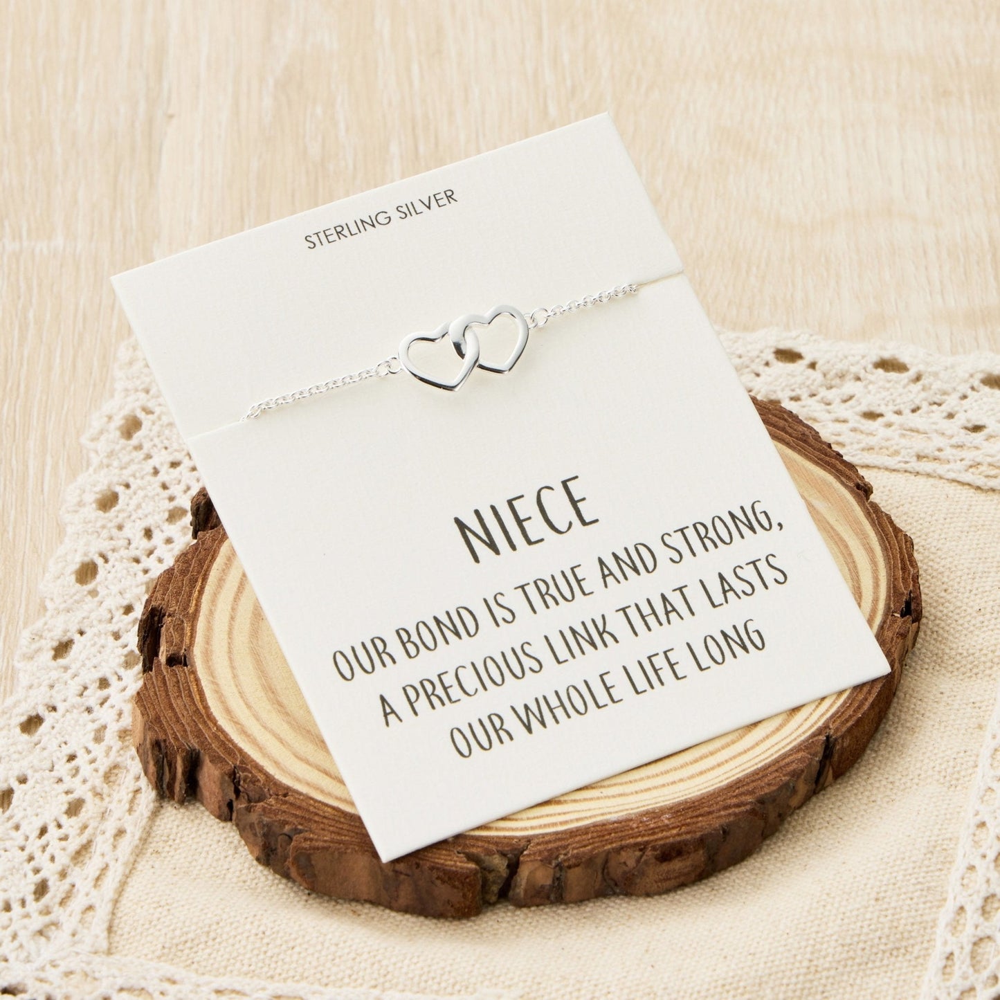 Sterling Silver Niece Quote Heart Link Bracelet