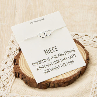 Sterling Silver Niece Quote Heart Link Bracelet