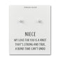 Sterling Silver Niece Quote Knot Earrings