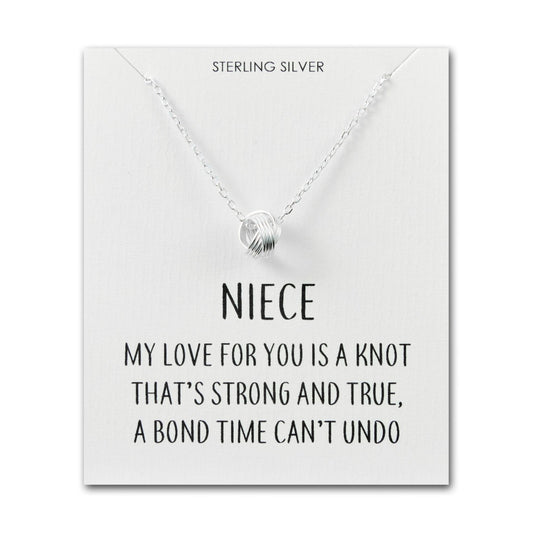 Sterling Silver Niece Quote Knot Necklace