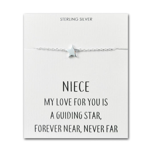 Sterling Silver Niece Quote Star Bracelet