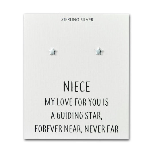 Sterling Silver Niece Quote Star Earrings