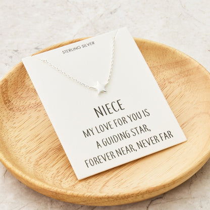 Sterling Silver Niece Quote Star Necklace