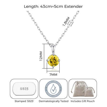Sterling Silver November (Topaz) Birthstone Necklace Created with Zircondia® Crystals