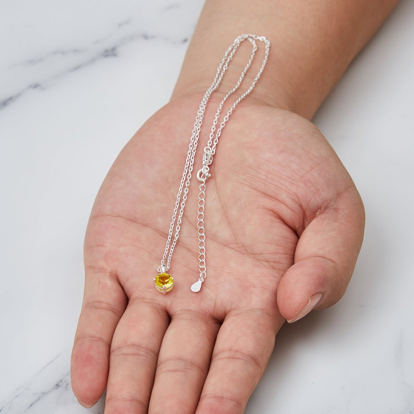 Sterling Silver November (Topaz) Birthstone Necklace Created with Zircondia® Crystals