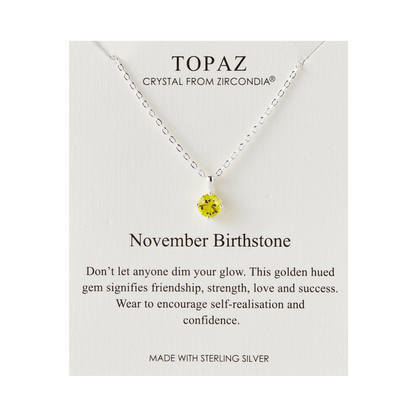 Sterling Silver November (Topaz) Birthstone Necklace Created with Zircondia® Crystals