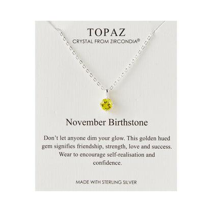 Sterling Silver November (Topaz) Birthstone Necklace Created with Zircondia® Crystals