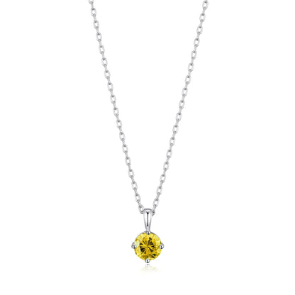 Sterling Silver November (Topaz) Birthstone Necklace Created with Zircondia® Crystals