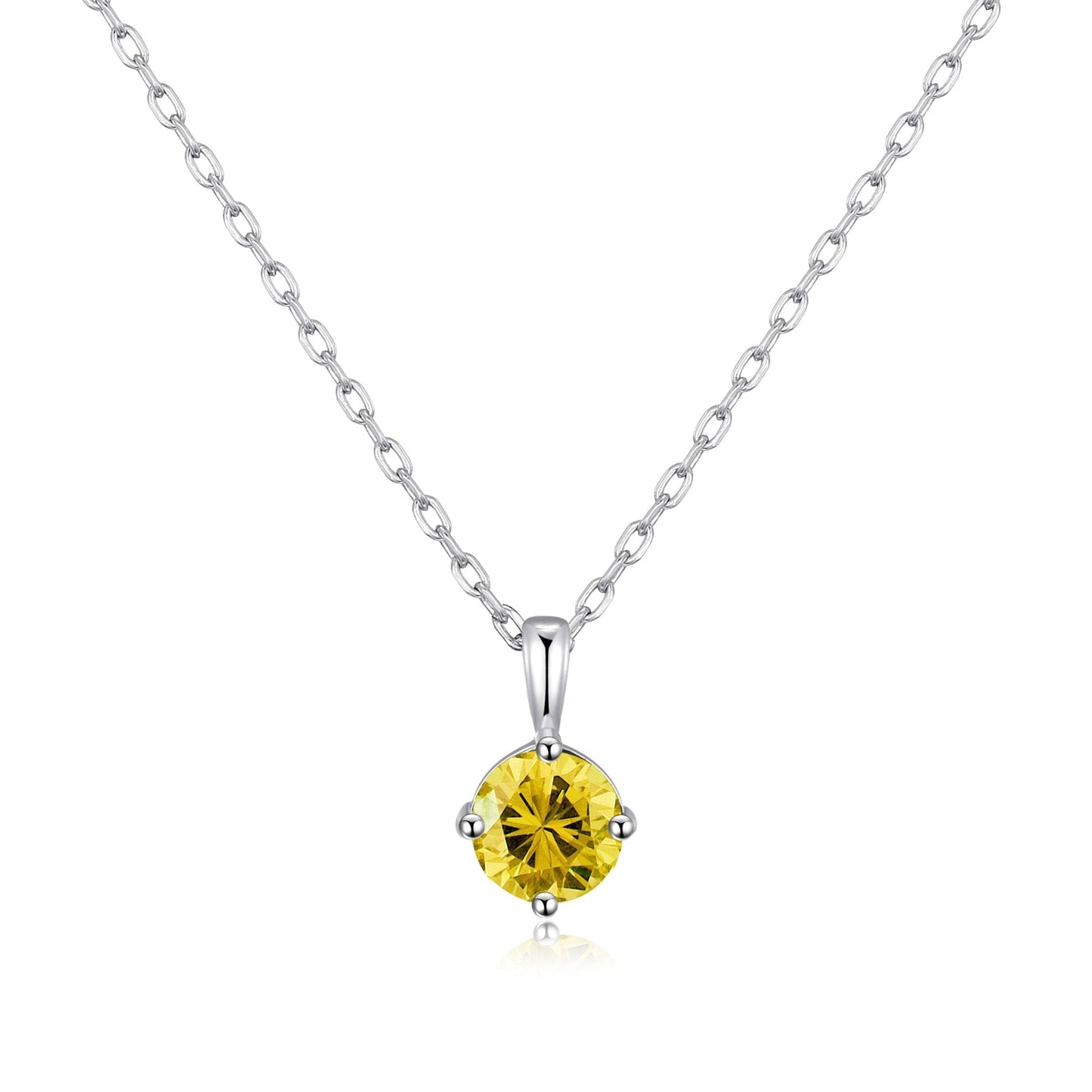 Sterling Silver November (Topaz) Birthstone Necklace Created with Zircondia® Crystals
