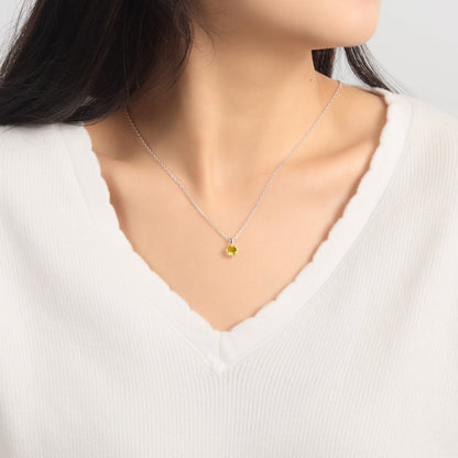 Sterling Silver November (Topaz) Birthstone Necklace Created with Zircondia® Crystals