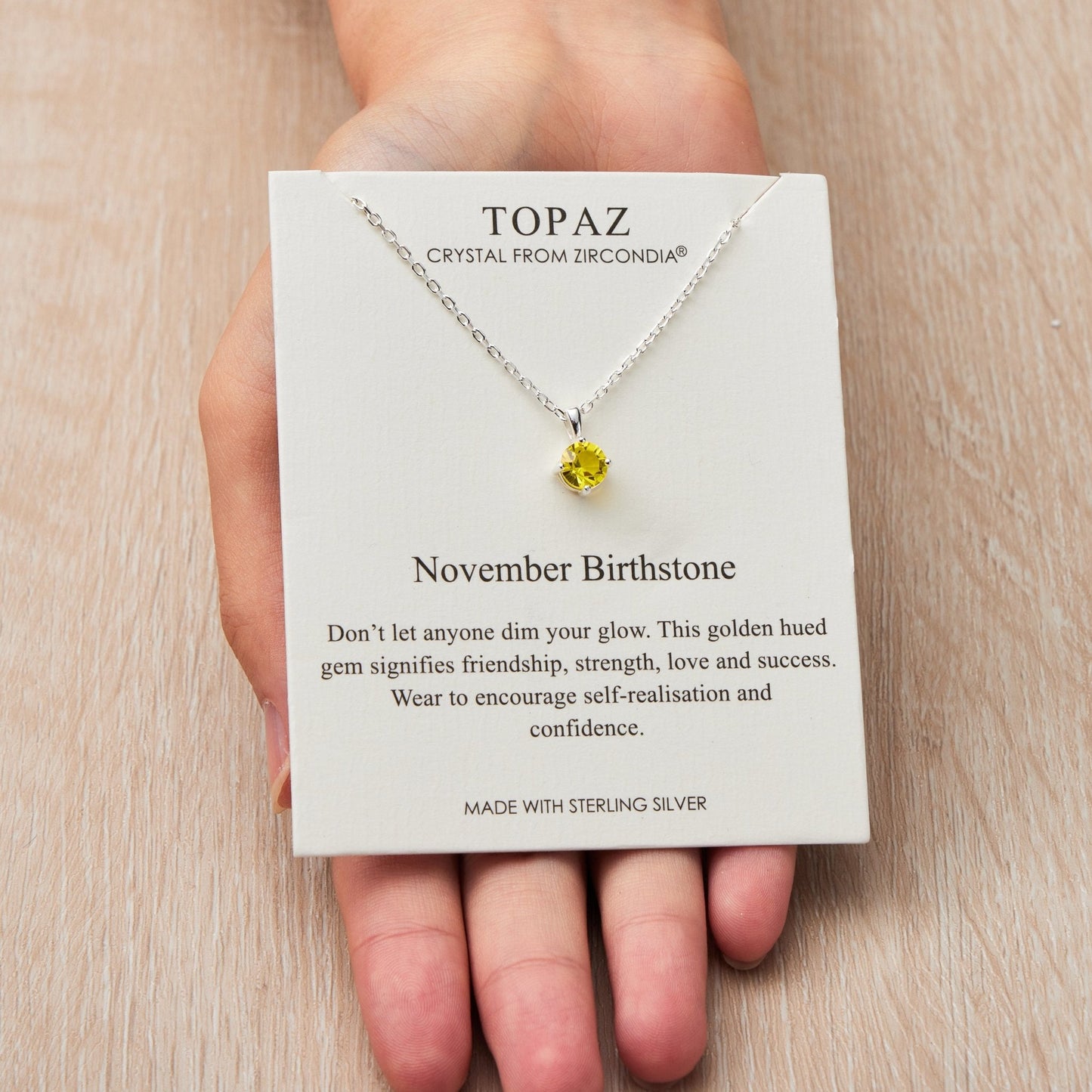 Sterling Silver November (Topaz) Birthstone Necklace Created with Zircondia® Crystals