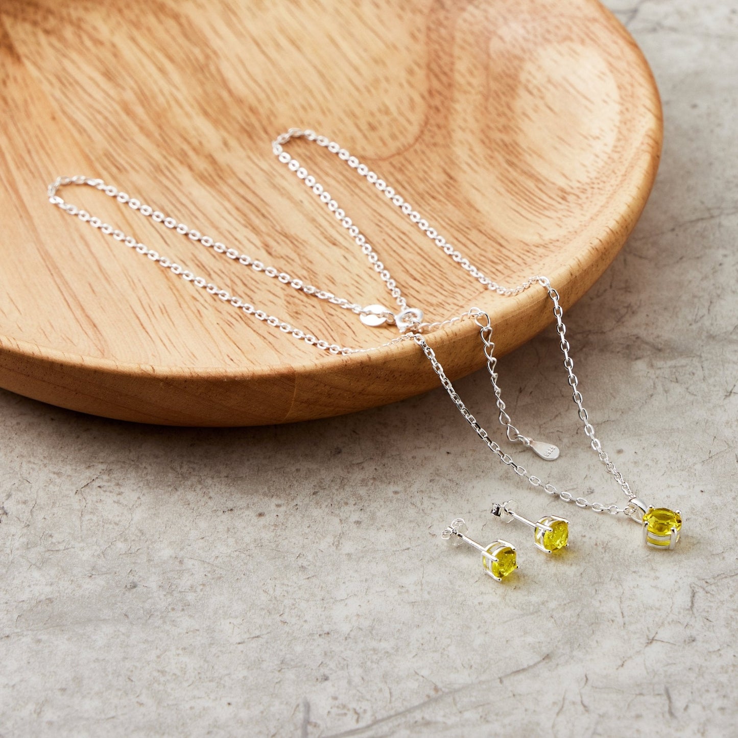 Sterling Silver November (Topaz) Birthstone Necklace & Earrings Set Created with Zircondia® Crystals