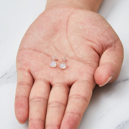 Sterling Silver October (Opal) Birthstone Earrings Created with Zircondia® Crystals