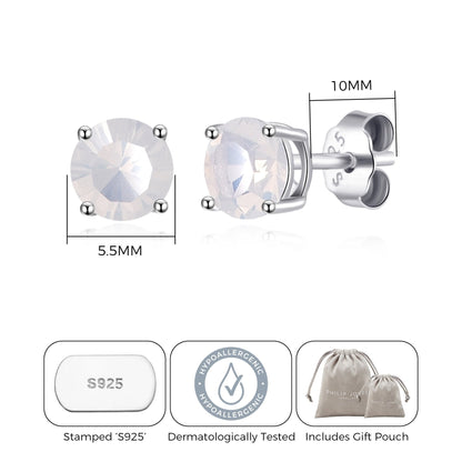 Sterling Silver October (Opal) Birthstone Earrings Created with Zircondia® Crystals