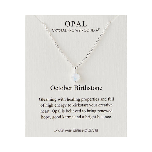 Sterling Silver October (Opal) Birthstone Necklace Created with Zircondia® Crystals