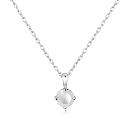 Sterling Silver October (Opal) Birthstone Necklace Created with Zircondia® Crystals