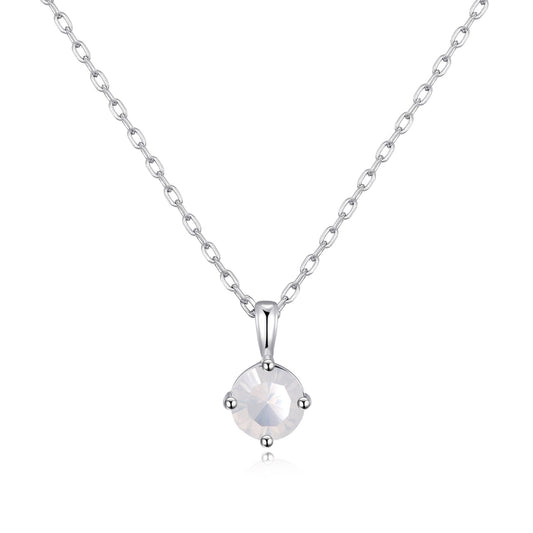 Sterling Silver October (Opal) Birthstone Necklace Created with Zircondia® Crystals