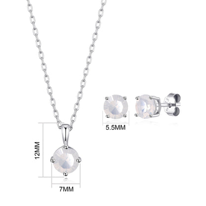 Sterling Silver October (Opal) Birthstone Necklace & Earrings Set Created with Zircondia® Crystals