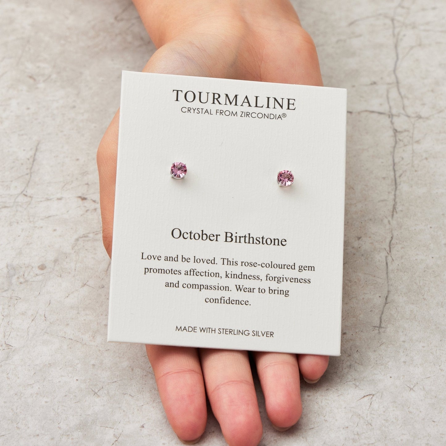 Sterling Silver October (Tourmaline) Birthstone Earrings Created with Zircondia® Crystals