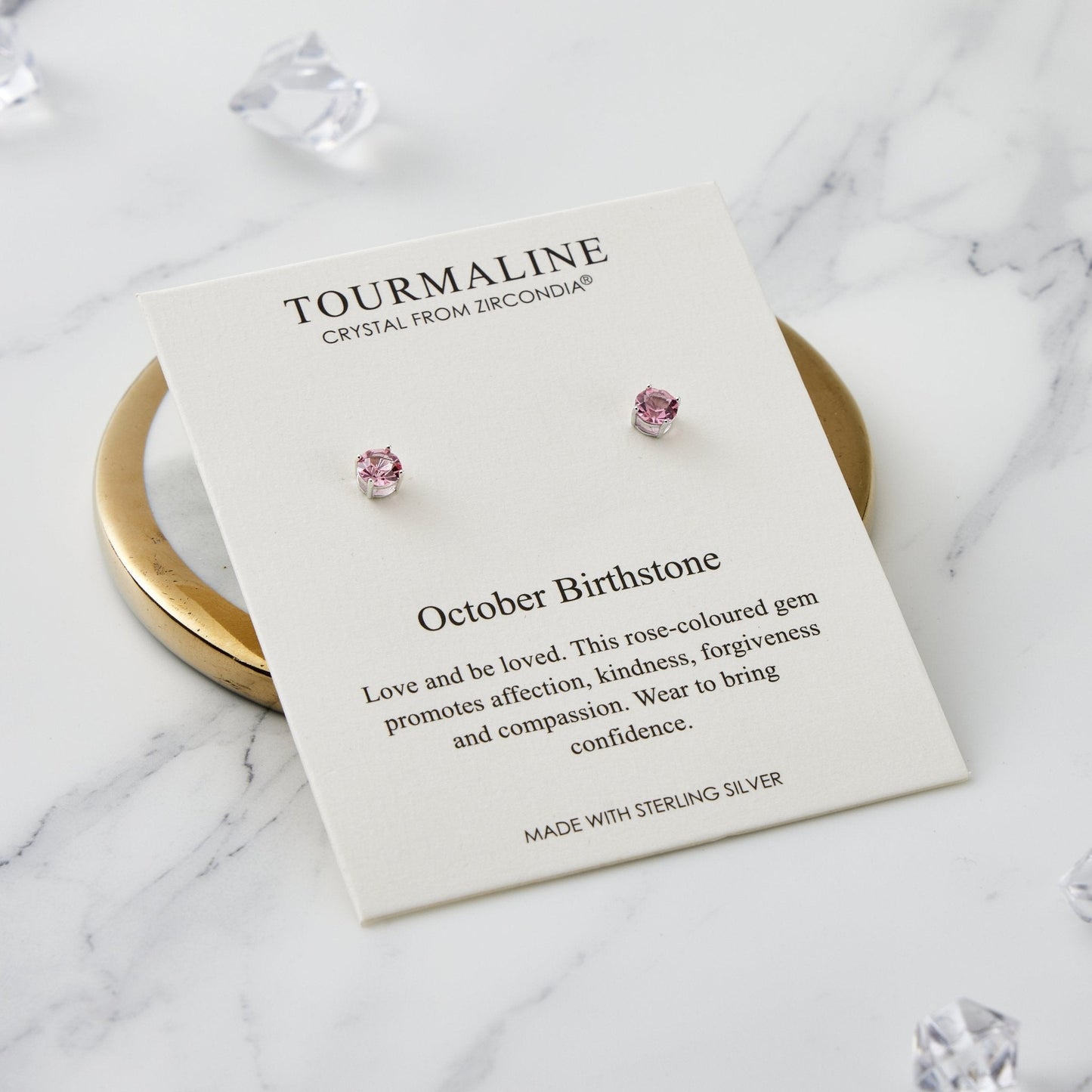 Sterling Silver October (Tourmaline) Birthstone Earrings Created with Zircondia® Crystals