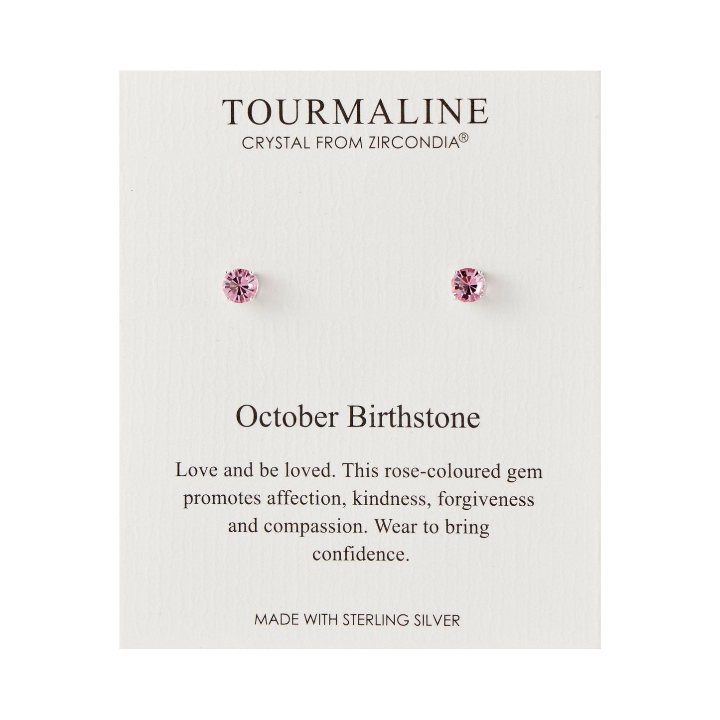 Sterling Silver October (Tourmaline) Birthstone Earrings Created with Zircondia® Crystals