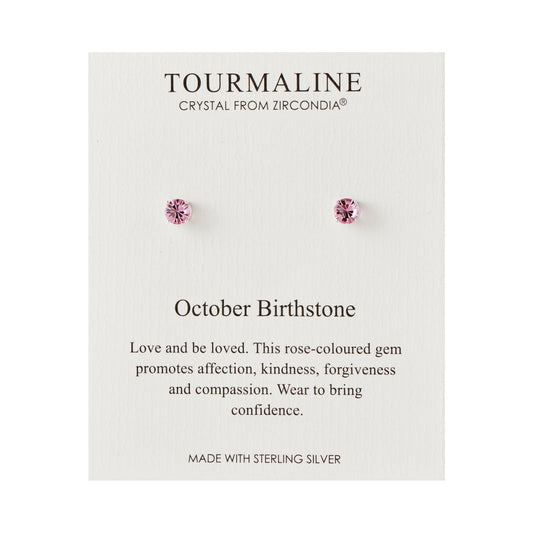 Sterling Silver October (Tourmaline) Birthstone Earrings Created with Zircondia® Crystals